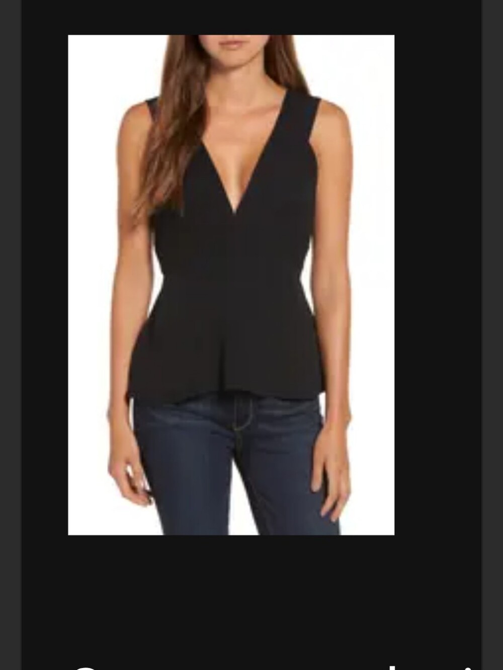 Chelsea28 Black V-Neck Seamed Peplum Tank